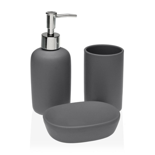 Set juego baño en ceramica 3 pcs gris