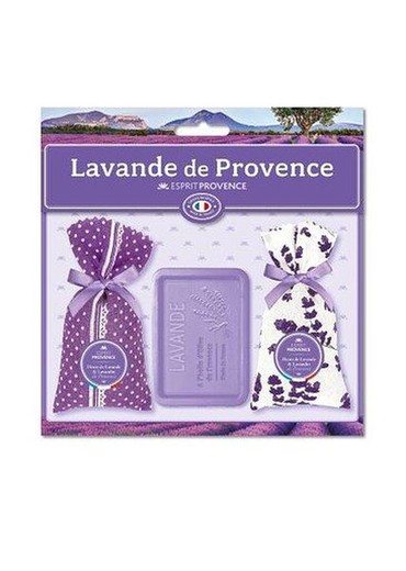 Set Regalo 2 Sachets Flores de Lavanda y Jabón Lavanda Natural 120 grs A Esprit Provence