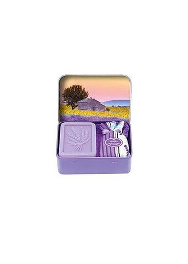 Set Regalo Jabón Lavanda 60 grs Sachet Lavanda Caja Metálica Diseño Girasol Esprit Provence