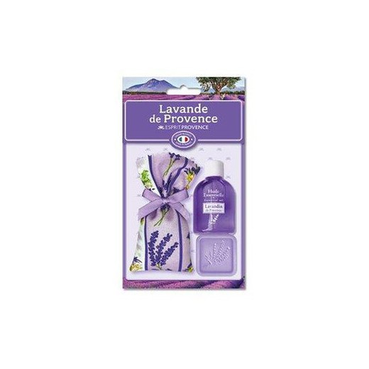 Set Regalo Jabón Lavanda Sachet Flores Lavanda y Aceite Esencial Esprit Provence