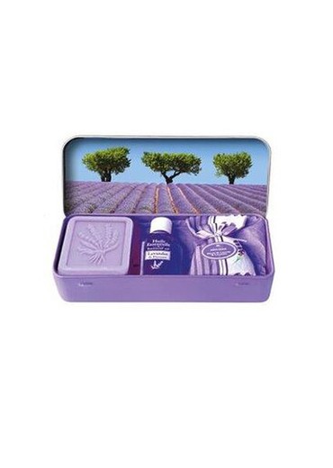 Set Regalo Lavanda de la Provenza Caja Metálica Diseño Campo Lavanda y Arbol Esprit Provence