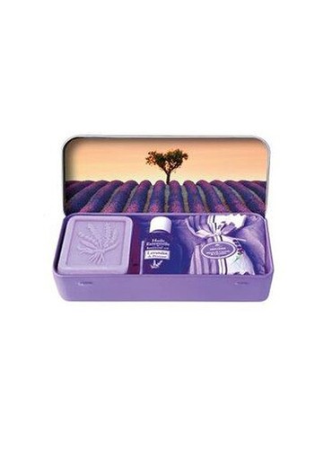 Set Regalo Lavanda de la Provenza Caja Metálica Diseño Campo Lavanda y Arbol Esprit Provence