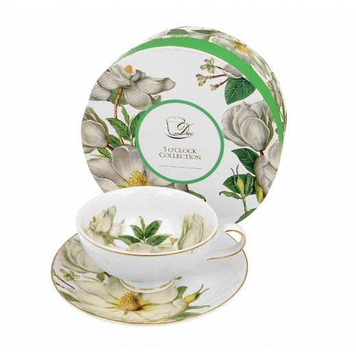 Taza Con Plato Ato Magnolia Gold Porcelana Duo Art Gallery