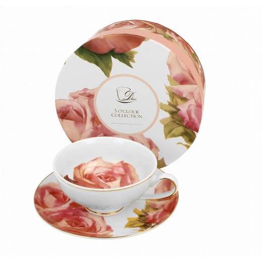 Taza C/Plato Bonita Gold Porcelana para Té e Infusion