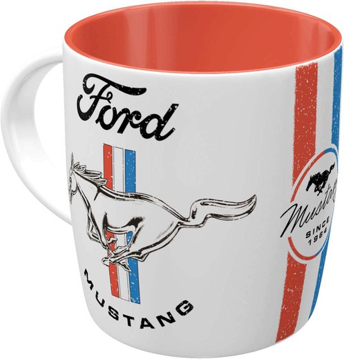 Taza Ford Mustang Horse & Stripes Logo Retro Vintage