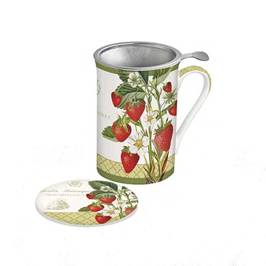 Taza Infusiones Jbos Fresas Con Filtro 30 Cl Porcelana Easy Life