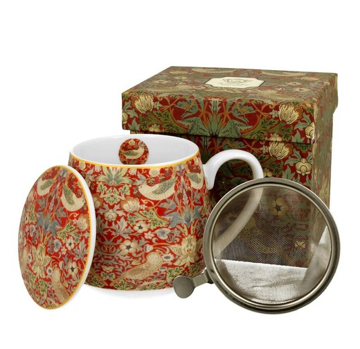 Taza Infusor Morris Rojo Porcelana para Té e Infusion