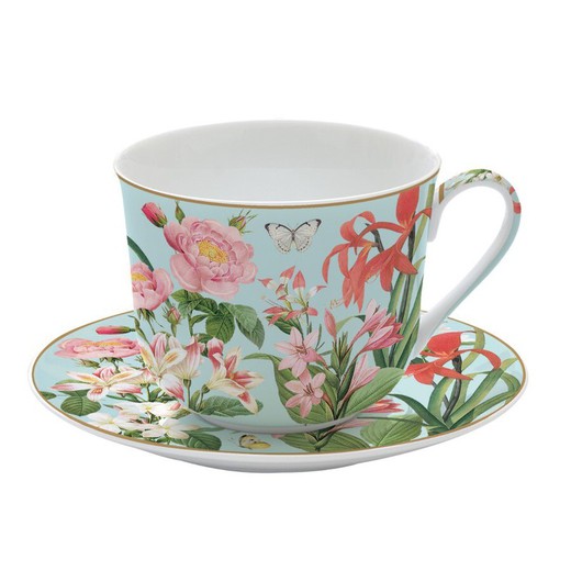 Taza Jumbo Con Plato Bgar Botanic 40 Cl Porcelana Easy Life