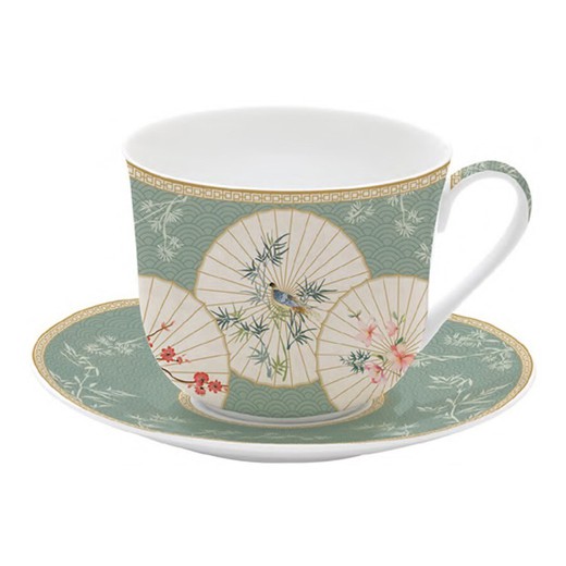 Taza Jumbo Con Plato Orid Oriental 40 Cl Porcelana Easy Life