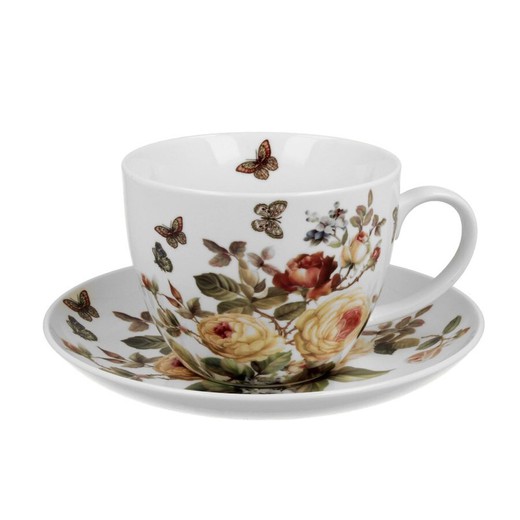 Taza Jumbo Con Plato Rosa Ma Porcelana Duo Art Gallery