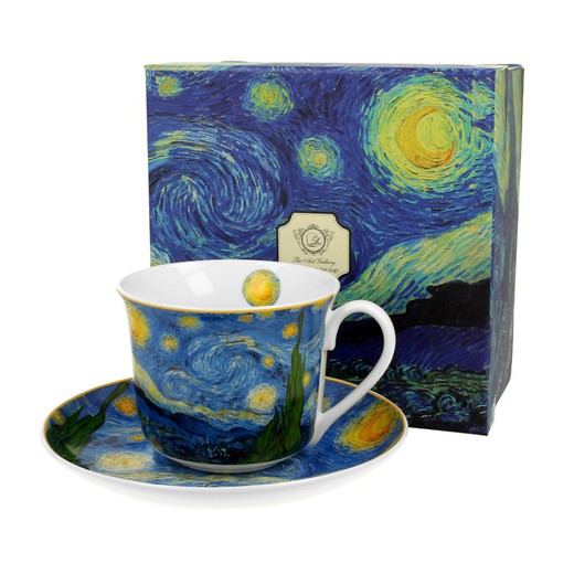 Taza Jumbo C/Plato Noche Van Gogh Porcelana para Té e Infusion