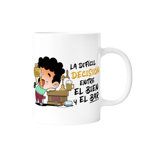 Taza La Difícil Decisión Entre El Bien Y El Bar Malasaña Especial Regalo