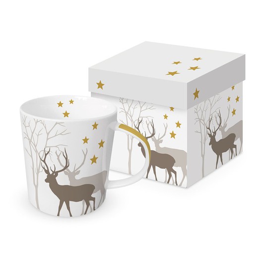 Taza Navidad Regalo Winter Deers white PPD