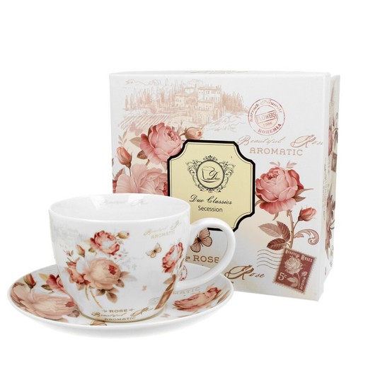 Taza Te Con Plato Ato Secession Rosa Nos Porcelana Duo Art Gallery