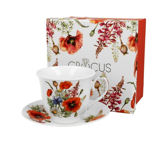 Taza Te C/Plato Poppy Garden Porcelana para Té e Infusion