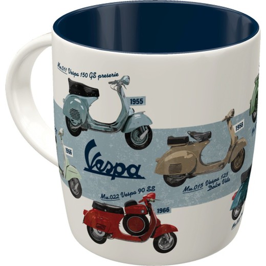 Taza Vespa Model Chart Retro Vintage