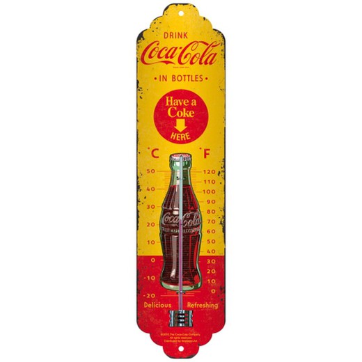 Termometro Vintage Coca-Cola - In Bottles Yellow Nostalgic Art