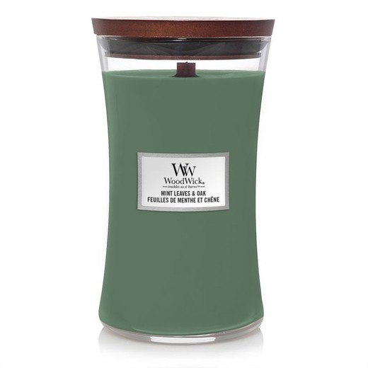 Vela Woodwick Grande Mint Leaves & Oak Mecha de Madera