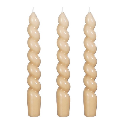 Velas de Cancelabro Twist color Crema 3 piezas Edelmann