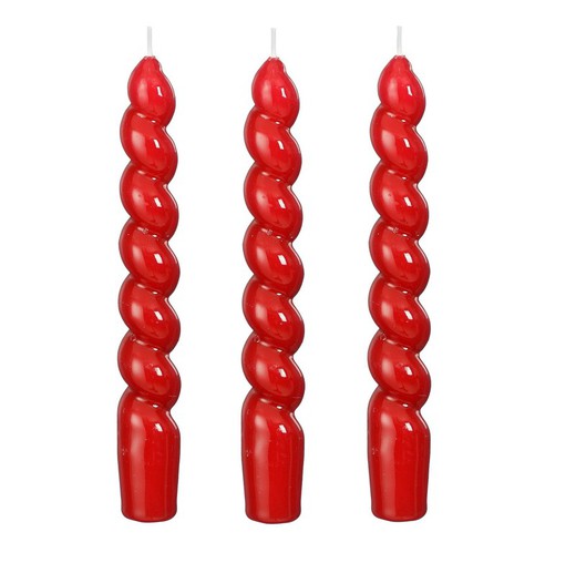 Velas de Cancelabro Twist color Rojo 3 piezas Edelmann