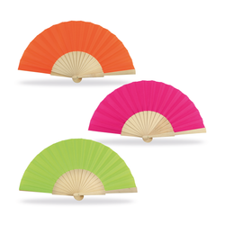 Abanico Madera Natural Colores Lisos Fluor 23 cms