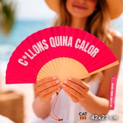 Abanico Mensaje Divertido Collons Magenta Catalán Ideal Regalo
