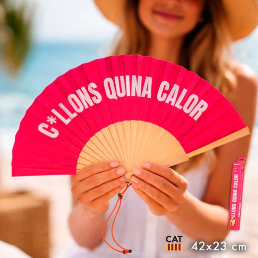 Abanico Mensaje Divertido Collons Magenta Catalán Ideal Regalo
