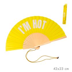 Abanico Mensaje Divertido Hot Calor Amarillo Ideal Verano
