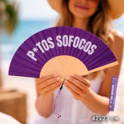 Abanico Mensajes Divertidos Sofocos Lila Ideal Verano