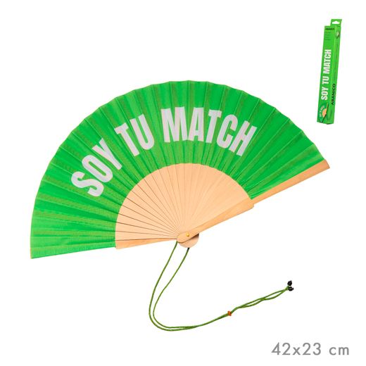 Abanico Mensajes Divertidos Soy Tu Match Verde Ideal Regalo