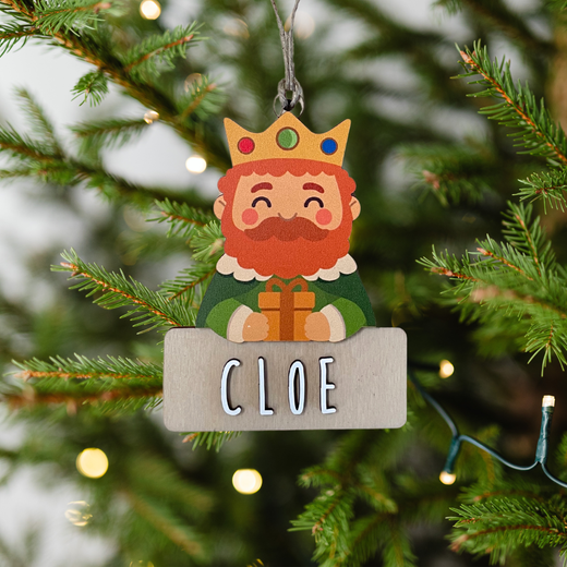 Adorno Rey Gaspar Personalizable para Árbol Navidad Madera Vintiun