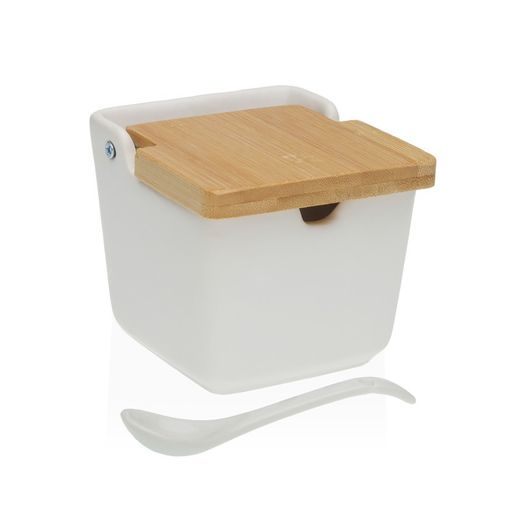 Azucarero Blanco Mate Tapa Bamboo Versa
