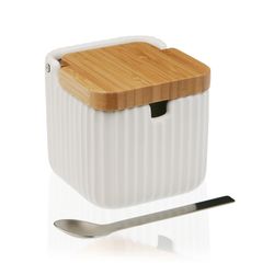 Azucarero Cocina Diseño Blanco Con Cuchara Versa