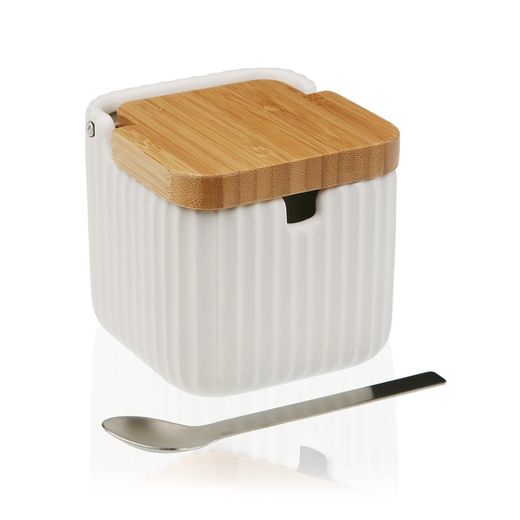 Azucarero Cocina Diseño Blanco Con Cuchara Versa