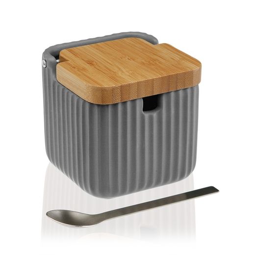 Azucarero Cocina Diseño Gris Con Cuchara Versa
