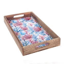 Bandeja Madera Rectangular Decorada Coral