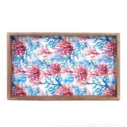 Bandeja Madera Rectangular Decorada Coral