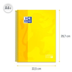 Bloc espiral oxford tapa extradura microperforado din a4 80 hojas cuadros 5mm color Amarillo