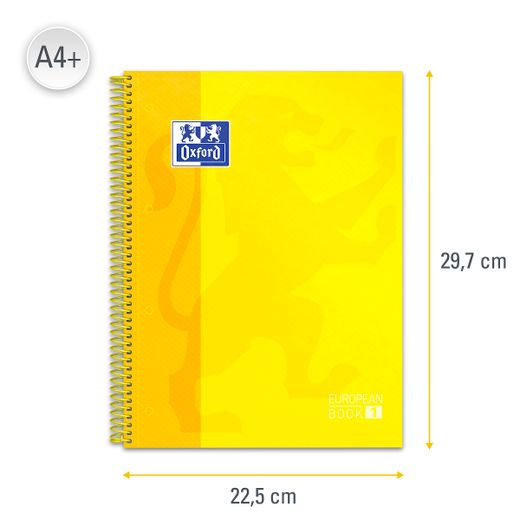 Bloc espiral oxford tapa extradura microperforado din a4 80 hojas cuadros 5mm color Amarillo