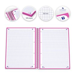Bloc espiral oxford tapa extradura microperforado din a4 80 hojas cuadros 5mm color Fucsia