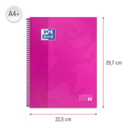 Bloc espiral oxford tapa extradura microperforado din a4 80 hojas cuadros 5mm color Fucsia