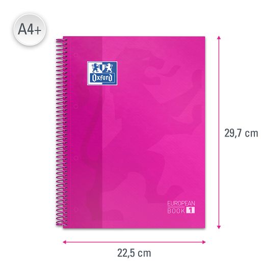 Bloc espiral oxford tapa extradura microperforado din a4 80 hojas cuadros 5mm color Fucsia