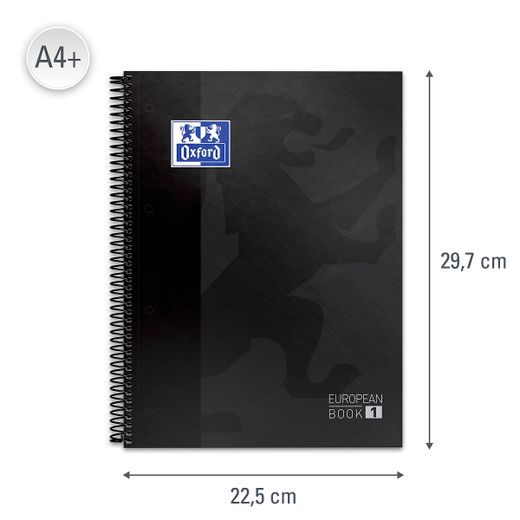 Bloc espiral oxford tapa extradura microperforado din a4 80 hojas cuadros 5mm color Negro