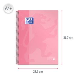 Bloc espiral oxford tapa extradura microperforado din a4 80 hojas cuadros 5mm color Rosa