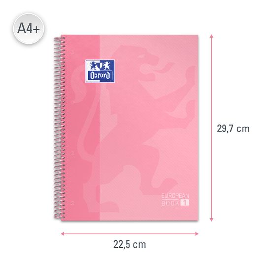 Bloc espiral oxford tapa extradura microperforado din a4 80 hojas cuadros 5mm color Rosa