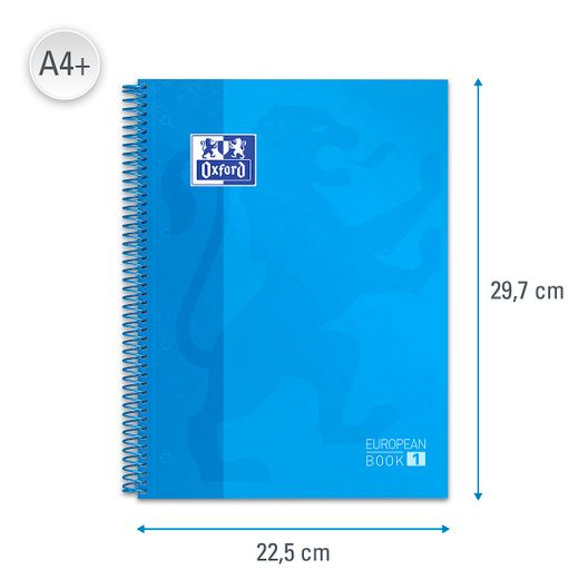 Bloc espiral oxford tapa extradura microperforado din a4 80 hojas cuadros 5mm color Turquesa