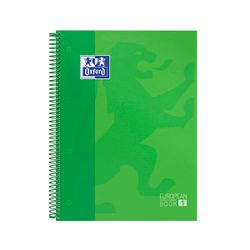 Bloc espiral oxford tapa extradura microperforado din a4 80 hojas cuadros 5mm color verde