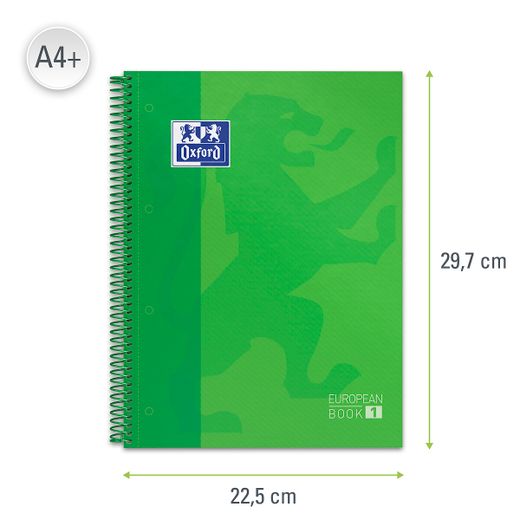 Bloc espiral oxford tapa extradura microperforado din a4 80 hojas cuadros 5mm color verde