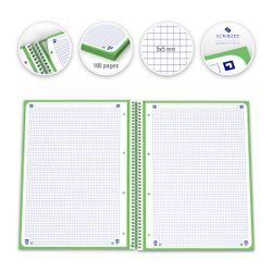Bloc espiral oxford tapa extradura microperforado din a4 80 hojas cuadros 5mm color verde