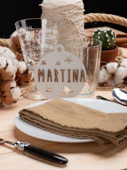 Bola Madera Nombre Personalizable para Árbol de Navidad Color Blanco Vintiun